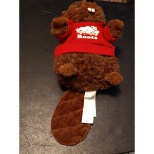 ROOTS PLUSH BEAVER Perfect condition Brown with Red Sweater Polyester 13" Rare